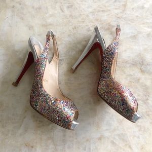 Christian Louboutin Glitter Sling-Backs